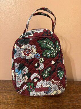 Maroon Floral Vera Bradley Cotton Lunch Bag